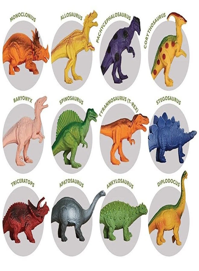 OANGO Dinosaur Rubber Play Toy Set 12 Pieces, Non-Toxic, Small/Medium Sized Wild Animal Figures for Kids Aged 1-5 - Image 3